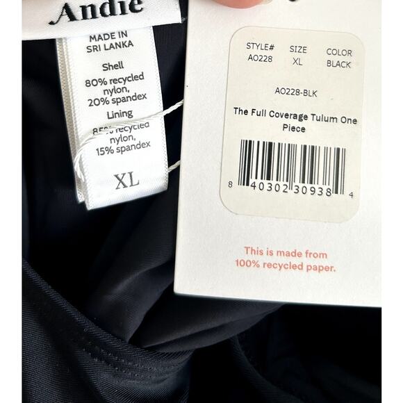 Andie Swim The Full Coverage Tulum One Piece in Black XL NWT - Picture 5 of 7